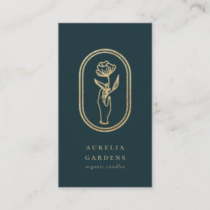 Chic Bohemische Golden Floral Logo Business Card Visitenkarte