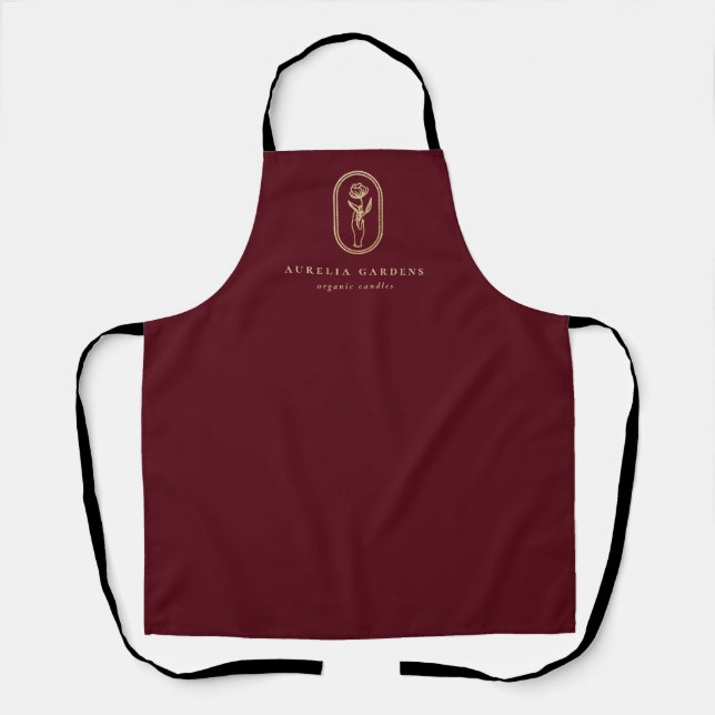 Chic Bohemische Golden Floral Logo Schürze (Vorderseite)