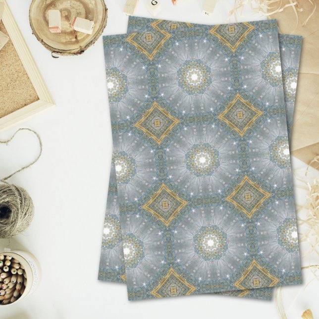 Chic Bohemische Vintage Mode Silver blue mandala Seidenpapier (Chic Bohemian Vintage Fashion Silver blue mandala Tissue Paper)