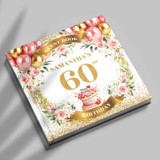 Chic Boho 60. Geburtstag Gästebuch Bloom Ästhetik (Chic Boho 60th Birthday Guest Book Bloom Aesthetic

)