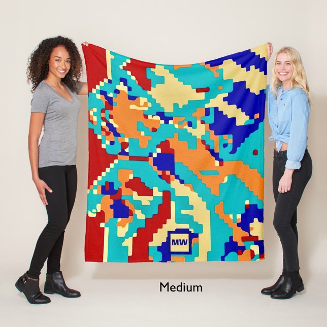 Chic boho abstrakte Vektor farbige Monogramm Sherp Fleecedecke (Von Creator hochgeladen)