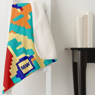 Chic boho abstrakte Vektor farbige Monogramm Sherp Sherpadecke