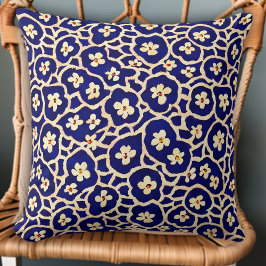 Chic Boho Anemone Dark Blue Pattern Kissen