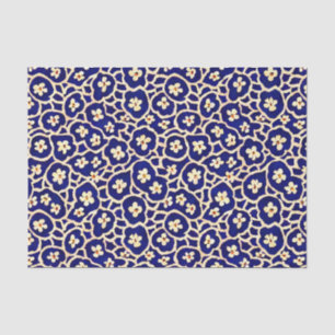 Chic Boho Anemone Dark Blue Pattern Seidenpapier