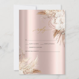 Chic Boho Blume Rose Gold Wedding RSVP Einladung