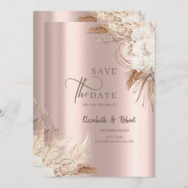 Chic Boho Blume Rose Gold Wedding Save the Date