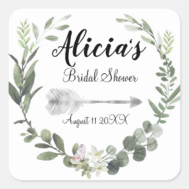 Chic Boho Botanisches Brautparty Quadratischer Aufkleber