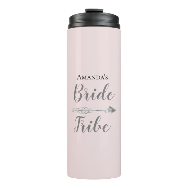 Chic Boho Bride Stamm auf rosa Personalisiert Thermosbecher (Vorderseite)