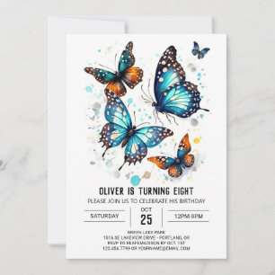 Chic Boho Butterfly Boy Birthday Einladung