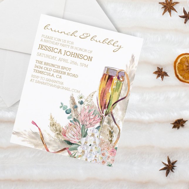 Chic Boho Champagne Brunch Bubbly Birthday Party (Von Creator hochgeladen)