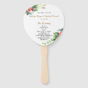 Chic Boho Country Floral Wedding Program Hand Fan Fächer