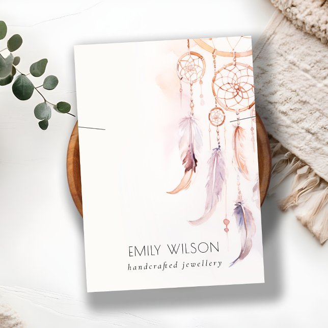 Chic Boho Dreamcatcher Wasserfarben-Netzklassenanz Visitenkarte (Von Creator hochgeladen)