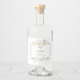 Chic boho einfache Wildblumen Hochzeit Alkoholflaschenetikett