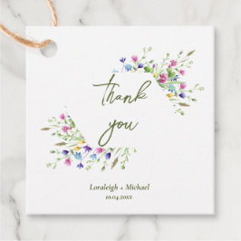 Chic boho einfache Wildblumen Hochzeit Geschenkanhänger
