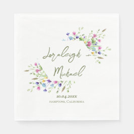 Chic boho einfache Wildblumen Hochzeit Serviette