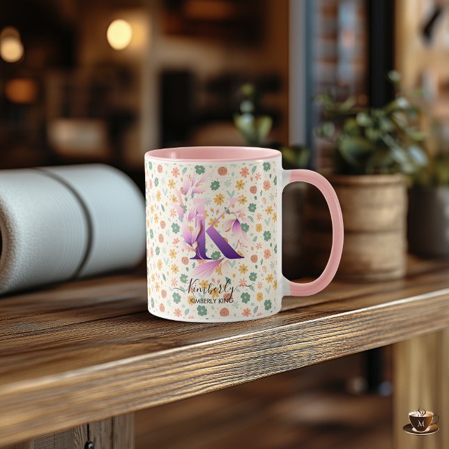 Chic Boho élégant Monogram Mug - K (Créateur téléchargé)