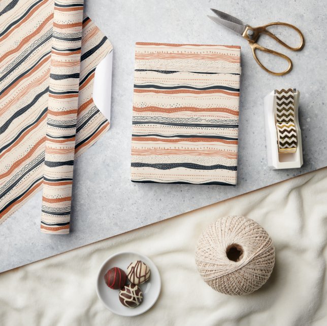 Chic Boho, ethnisch geometrisch, Marine rostig Elf Geschenkpapier (Basteln)