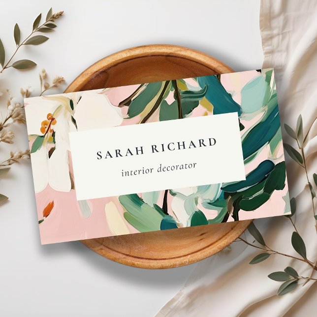 Chic Boho farbenfroh rosa Aquamarin grün gestriche Visitenkarte (Von Creator hochgeladen)