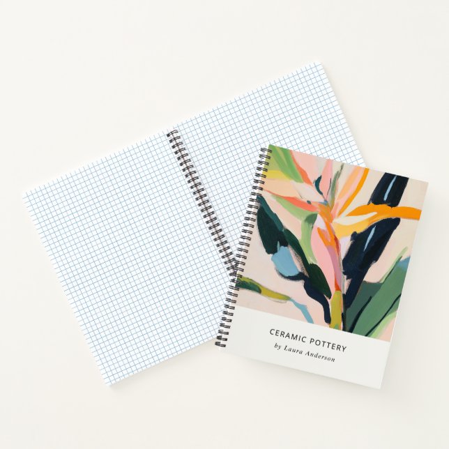 Chic Boho Farbige Strelitzie Gemalte Blumen Notizbuch (Innenseite)