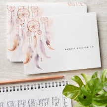 Chic Boho Feather Dreamcatcher Watercolor Mariage