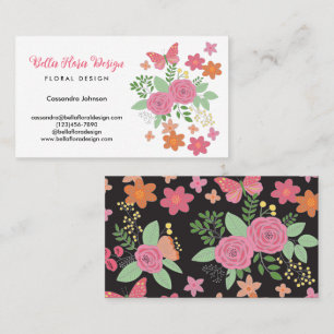 Chic Boho Floral Bouquet Design Visitenkarte