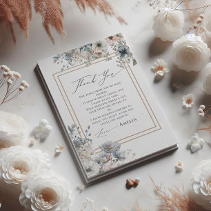 Chic Boho Floral Elegante Bohemian Babyparty Dankeskarte