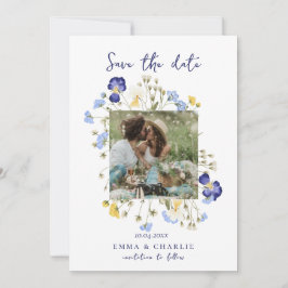 Chic boho Foto Wildblumen Hochzeitssache speichern Save The Date