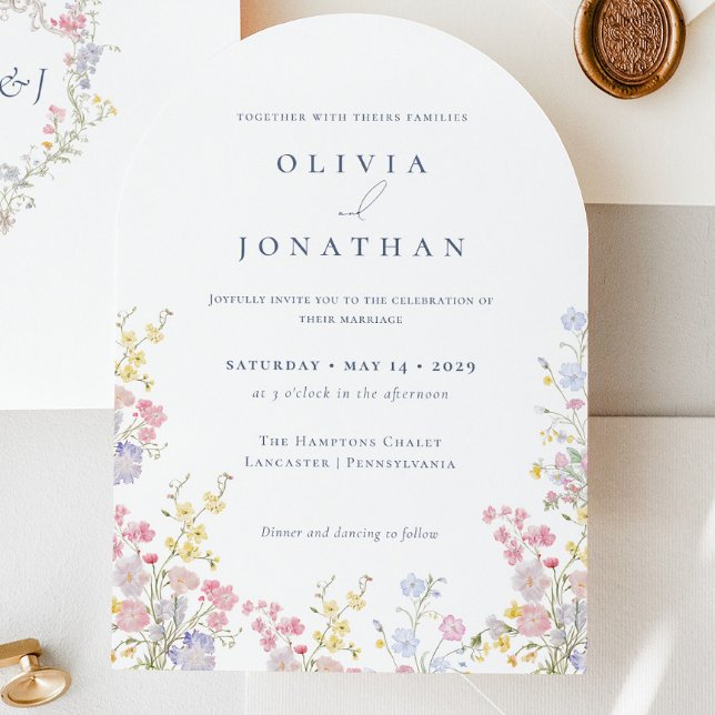 Chic Boho Garden Wildflowers Spring Summer Wedding Einladung (Chic Boho Garden Wildflowers Spring Summer Wedding Invitation)
