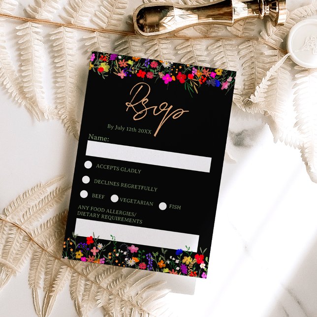 Chic boho helle wilde Blume Hochzeit rsvp Einladung (Von Creator hochgeladen)