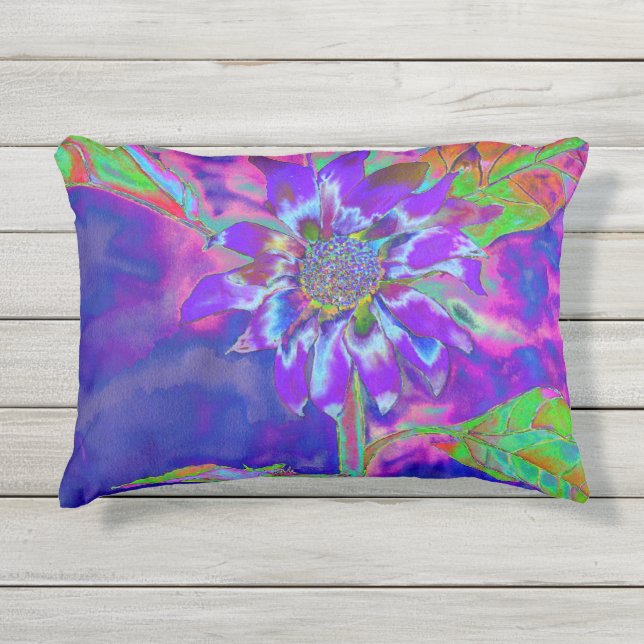 Chic boho lila Sonnenblume Kissen Für Draußen (Vorderseite)