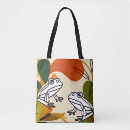 Chic boho line art abstrakte Vektorfrösche Tasche