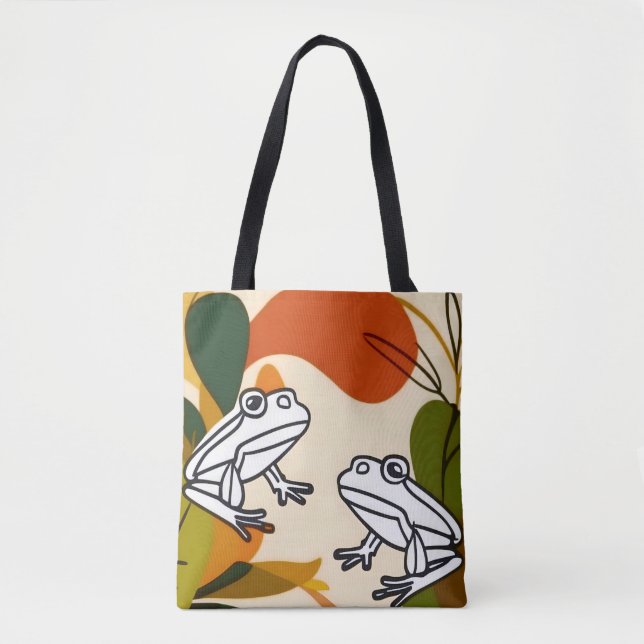 Chic boho line art abstrakte Vektorfrösche Tasche (Vorderseite)