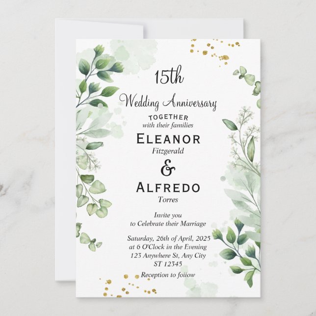 Chic Boho Mariage de verdure Invitations (Devant)