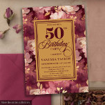 Chic Boho Marsala Gold Blume 50. Geburtstag Einladung<br><div class="desc">✅ Für passende Artikel suchen Sie 26-50 in meinen Sammlungen ✅ feiern Sie einen Meilenstein in der Stilrichtung mit dieser luxuriösen 50. Geburtstagseinladung mit Bordeaux, Rose, Maroon und tiefgründigen rote Rosen mit eleganten goldenen Blätter. Das boho blumenfarbene Aquarell-Design verbindet romantische Blütenfarben mit reichhaltigem Marsala und Merlot-Tönen und eignet sich somit...</div>