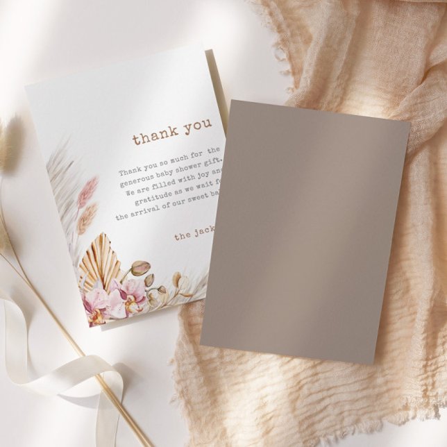 Chic Boho Pampas Baby shower en herbe Carte de rem (Créateur téléchargé)