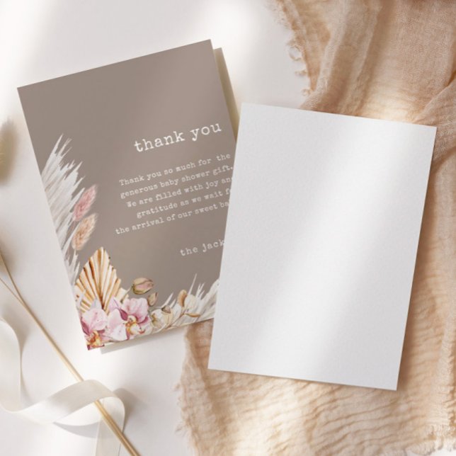 Chic Boho Pampas Baby shower en herbe Carte de rem (Créateur téléchargé)