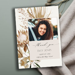 Chic Boho Protea Dry Palm Foto Abschluss Dankeskarte
