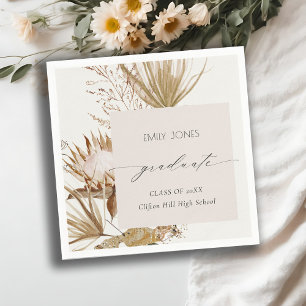 Chic Boho Protea Dry Palm Foto Abschluss Serviette