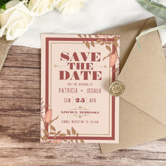 Chic Boho Rosé Beige Hochzeit Save the Date