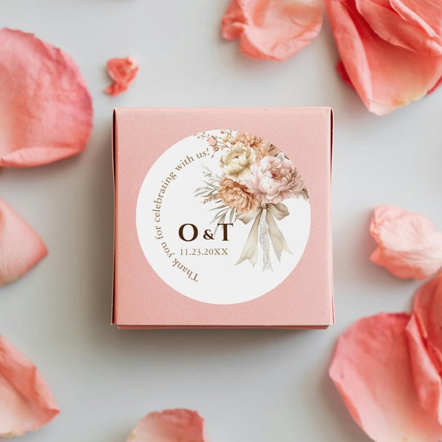 Chic Boho Stil Hochzeit Vielen Dank, dass Sie Stic Runder Aufkleber (Von Creator hochgeladen)