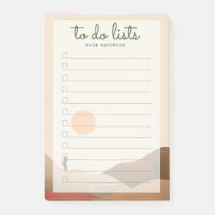 Chic Boho Terracotta Wüstenakteen To do Lists Post-it Klebezettel