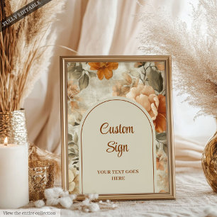 Chic Boho Terrakotta Beige Olivgrün Floral Maßanfe Poster