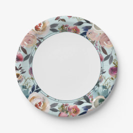 Chic Boho Wedding Blush Pink auf Sage Green Pappteller