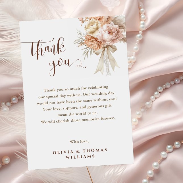 Chic Boho Wedding Creamy Pastel Floral Dankeskarte (Von Creator hochgeladen)