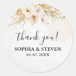 Chic Boho Wedding with Beige and Yellow Blooms Runder Aufkleber