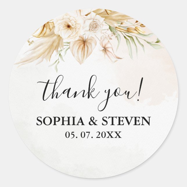 Chic Boho Wedding with Beige and Yellow Blooms Runder Aufkleber (Vorderseite)