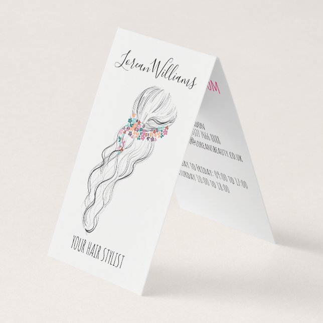 Chic boho Wildblume Hochzeitshaar Stylist Visitenkarten (Vorderseite)