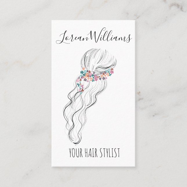 Chic boho Wildblume Wedding Hair Stylist QR Visitenkarte (Vorderseite)