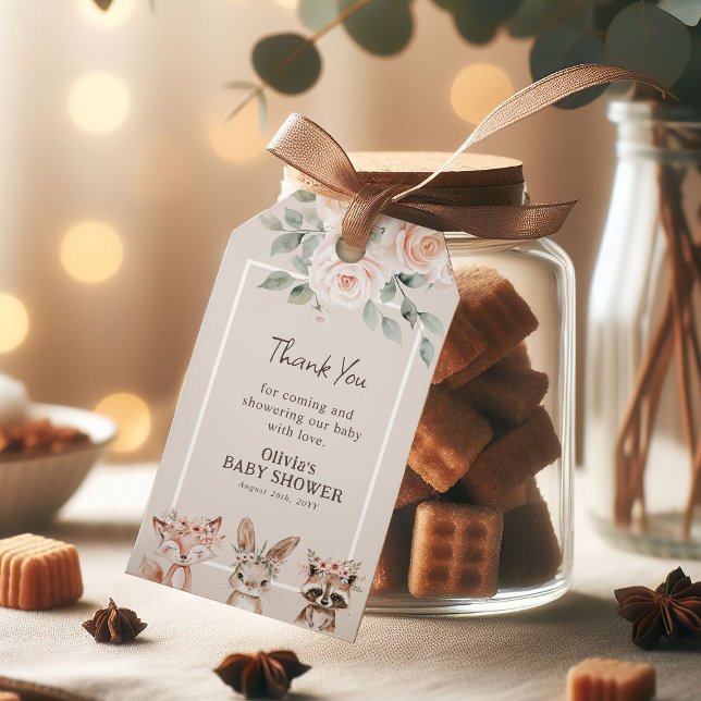 Chic Boho Woodland Animals Baby Dusche Geschenkanhänger (Von Creator hochgeladen)