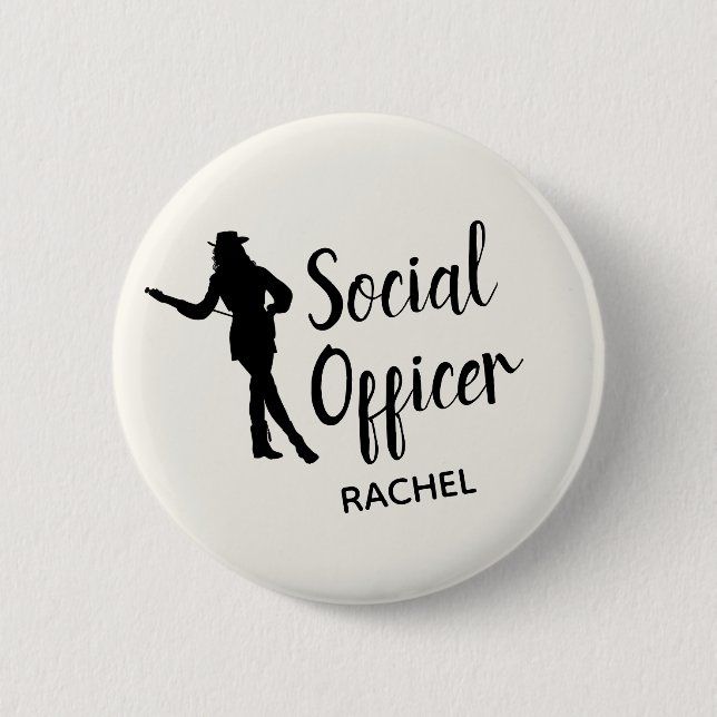 Chic-Bohrgerät-Team-Sozialoffizier personalisiert Button (Vorderseite)